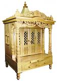 Gallery Style Carved Savan Wood Puja Mandir w/ Doors For Home 24"X42" Gallery Style Carved Savan Wood Puja Mandir w/ Doors For Home 24"X42"