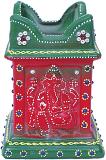 Small Ganesha Carving Terracotta Clay Tulsi Planter / Holi Basil Pot 7" 