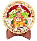 Handmade Meenakari Design Lord Ganesha Plate w/ Wooden Stand Handmade Meenakari Design Lord Ganesha Plate w/ Wooden Stand
