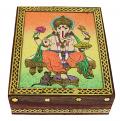 Antique Design Wooden Handcrafted Box w/ Ganesha Picture (5"X4" - SET OF 2)