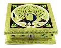 Small Decorative Meenakari Artwork Peacock Design Return Gift Box 6"X6" Small Decorative Meenakari Artwork Peacock Design Return Gift Box 6"X6"