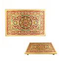 Pooja Chowki, Beautiful Traditional Golden Meenakari Patla 18" X 12"
