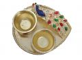 12 Pcs Traditional Peacock Design Small Gifting Puja Thali 4"