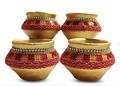 24 Pcs Fancy Matka Shaped Clay Diyas for Diwali Decoration w/ Wax