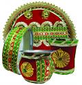 Decorated Karvachauth Pooja Kit w/ Karva, Puja Thali, Jaali & Lota