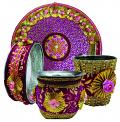 Hand Decorated Karva Chauth Pooja Kit w/ Karva, Puja Thali, Jaali & Lota