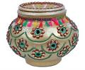Clay Garbi Matka, Handcrafted & Embellised Navratri 6" Puja Matki