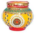 Clay Puja Matka, Handcrafted & Embellised Navratri 6" Puja Matki