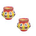 Festive Ornate Puja Matka, Decorated Earthen Pot for Pooja (Pack of 2)
