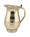 Indian Design Stainless Steel Water Pitcher Jug w/ Lid - 9" / 1.7 Liters