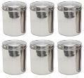 6 Pcs Stainless Steel Multipurpose Container Set with See Thru Lid 7" 6 Pcs Stainless Steel Multipurpose Container Set with See Thru Lid 7"
