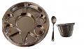 100 Thali, Spoons & Bowls - Disposable Plates 9 Compartment Stainless Steel Thali Plates Trays