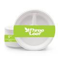 Three Leaf 9" 3 Compartment Bagasse Round Plate, 500 Ct. (10 Packs Of 50) Three Leaf 9" 3 Compartment Bagasse Round Plate, 500 Ct. (10 Packs Of 50)