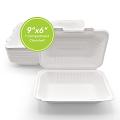 Three Leaf 9" X 6" 1 Compartment Bagasse Clamshell, 200 Ct. (4 Packs Of 50)