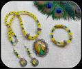 Yellow Peacock Pendant, Earrings Plus Adjustable Bracelet!!!