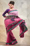 Pink & Multicolor Designer Georgette Brasso Saree w/ Blouse