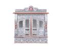 Home Pooja Wooden Mandir with Copper Oxidized Plated Puja Temple