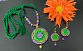 Trendy Purple and Green Floral Pendant with Earrings!!!!