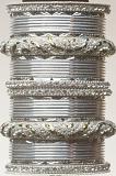 Silver Stone Studded Bangle Set