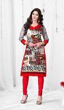 Abstract n Red Casual Wear Cotton Kurti Tunic - Size 40 Abstract n Red Casual Wear Cotton Kurti Tunic - Size 40