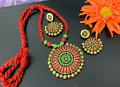 Grand Red and Light Green Floral Pendant and Earrings!!!!
