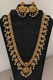Royal Antique One Gram Gold Plated GuttaPulusu Long Haaram & Earrings! Royal Antique One Gram Gold Plated GuttaPulusu Long Haaram & Earrings!