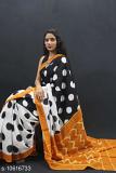 Pure Cotton Handloom Saree w/ Blouse Piece in White / Black / Mustard Color