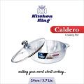Kitchen King | Caldero Pot Metal Finish with Glass Lid | 24cm