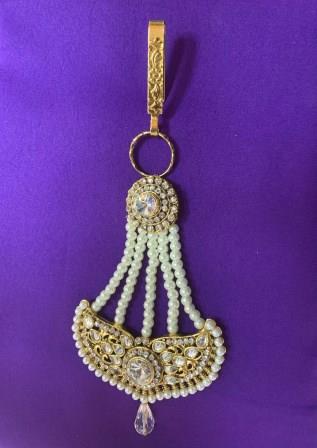 Traditional Kundan & Moti Stlye of Golden Waist Keychain (Challa) # 4 Traditional Kundan & Moti Stlye of Golden Waist Keychain (Challa) # 4