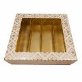 24 Pcs Fancy Sweets Boxes in White Golden Design w/ Window - 500 Gms
