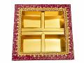 24 Pcs Square Decorative Empty DryFruit Boxes - 4 Compartment (Maroon)