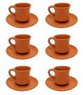 Set of 6 Earthen Natural Clay Cup Saucer from India