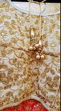 Pretty Cream Blouse w/ Gold Floral Design
