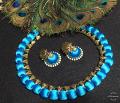 Light Blue Silk Thread Necklace with Designer Jhumkas!!!