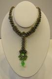 Green & White Stone Studded Victorian Necklace Set