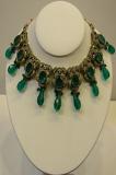 Peacock Green & White Stone Studded Victorian Necklace Set