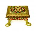 Golden Meenakari Design Wooden Chowki or Bajot for God Statues Golden Meenakari Design Wooden Chowki or Bajot for God Statues