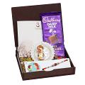 UtsaWe GIFT HAMPER  - Elegant Rudraksha Rakhi With Handcrafted Ornaments