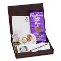 UtsaWe GIFT HAMPER  - Cute Silver Elephant Rakhi with Unique Marble Beads