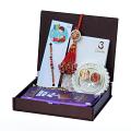 UtsaWe GIFT HAMPER - Fancy Lumba Rakhi With Red Pebbles and Beads