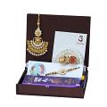 UtsaWe GIFT HAMPER - Fancy Yellow Lumba Rakhi With Kundan Work UtsaWe GIFT HAMPER - Fancy Yellow Lumba Rakhi With Kundan Work