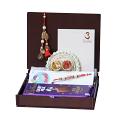 UtsaWe GIFT HAMPER - Beautiful Red Lumba Rakhi With Tassel
