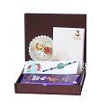 UtsaWe GIFT HAMPER - Turquoise Gem Rakhi With Beautiful Blue Beads