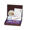 UtsaWe GIFT HAMPER - Equisite Golden Rakhi With Diamonds and Beads UtsaWe GIFT HAMPER - Equisite Golden Rakhi With Diamonds and Beads