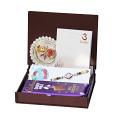 UtsaWe GIFT HAMPER - Auspicious Blue Meena Rakhi Surrounded By Small beads 