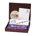 UtsaWe GIFT HAMPER - Royal Purple Rakhi With Handcrafted Ornaments