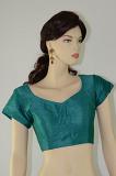Teal Green Pure Dupion Silk Ready Made Blouse S-2XL