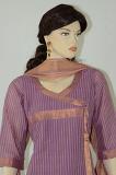 Light Purple Cotton Readymade Zari Churidar Kameez