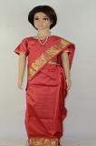 Grape Fruit Red Art Silk Readymade Saree w/ Blouse