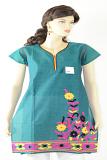 Dark green & Embroidery Poly Cotton Readymade Kurti